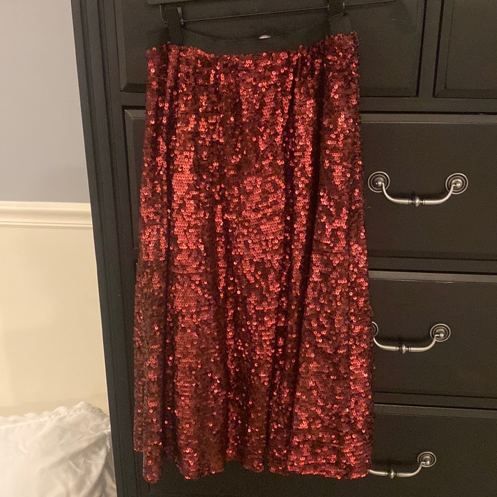 Burgundy sequin skirt